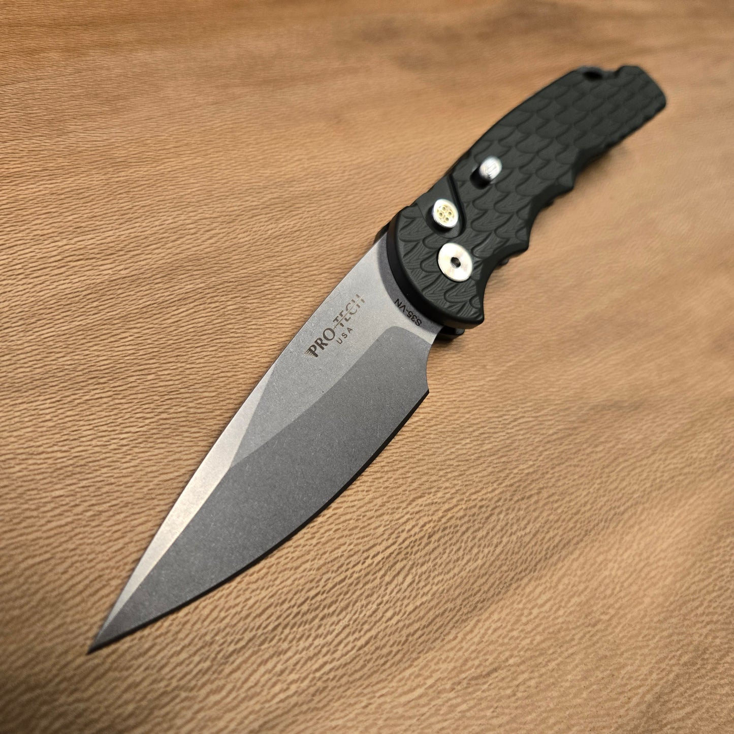 Protech TR-5 Feathered Green Stonewash S35VN Auto *Blade Show Texas 26 Exclusive PROTOTYPE*