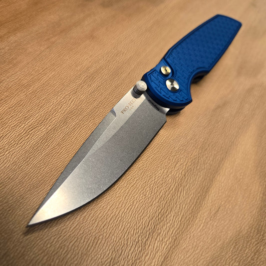 Protech Integrity Blue Relic Stonewash Magnacut Manual Folder *Blade Texas 2026 Exclusive*