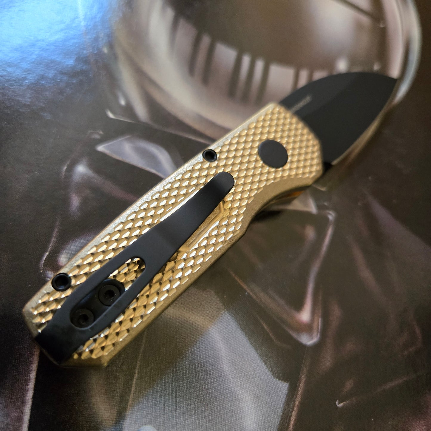 Protech R5313 Runt 5 Textured AlBronze Black Magnacut Wharncliffe Auto