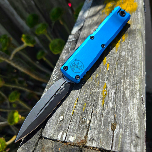 Microtech 1232-1BL UTX-85 Gen III D/E Blue Standard Black DLC OTF Auto