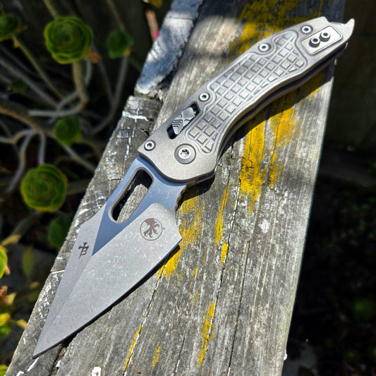 Microtech 169RL-10APFRMS1 Marfione Select Stitch Ram-Lok Apocalyptic Finish Titanium Frag Auto