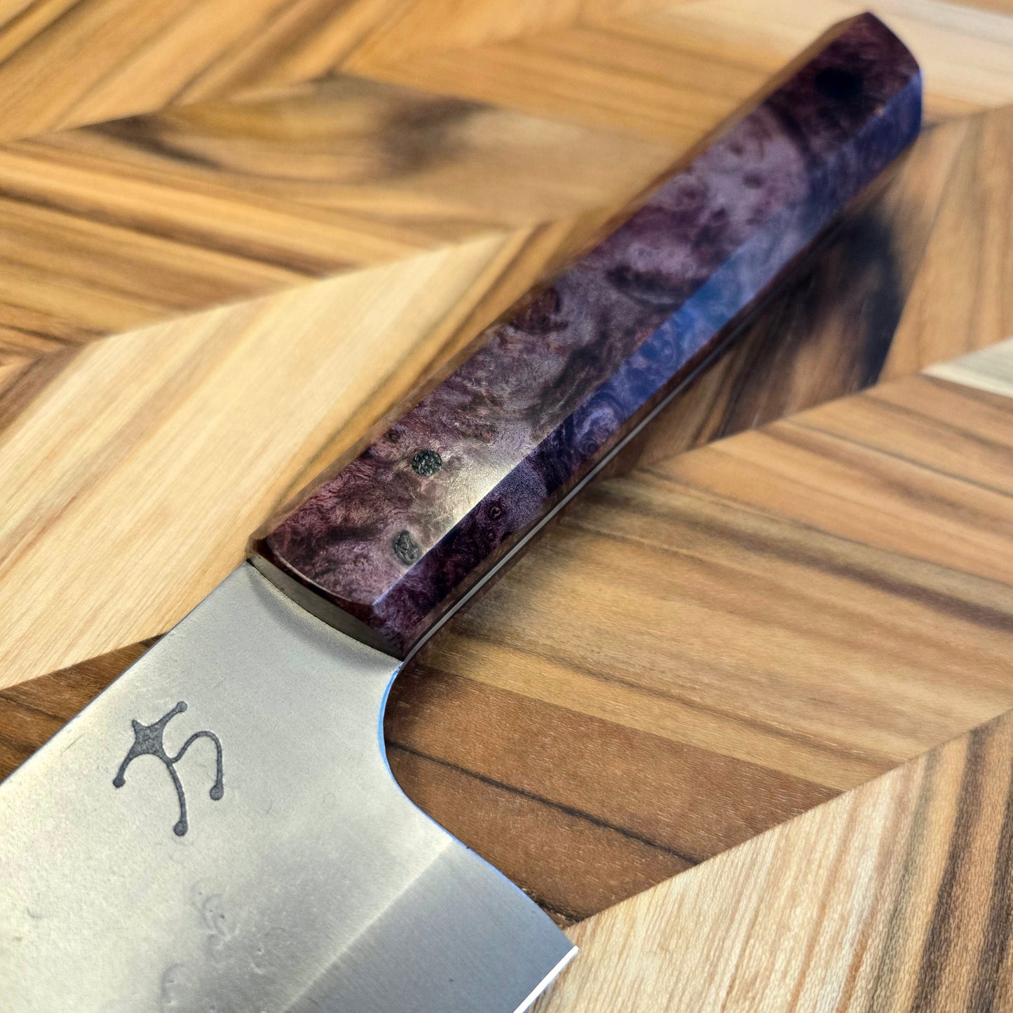Running Man Forge 210mm Maple Burl Gyuto Knife