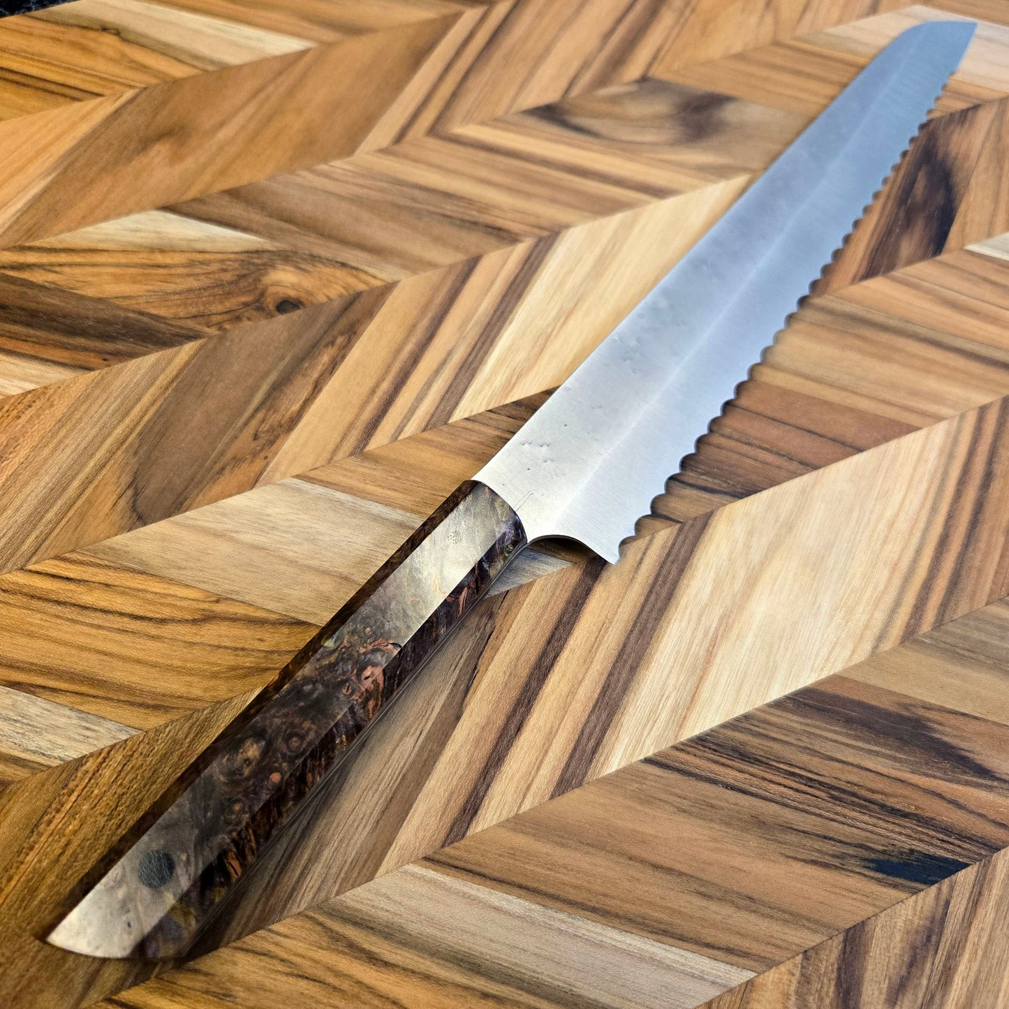 Running Man Forge 240mm Maple Burl Bread Knife