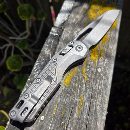 Microtech 210-10APFRMS1 Marfione Select MSI Ram-Lok Apocalyptic Finish Titanium Frag Manual Folder