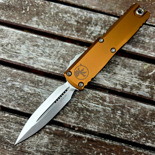 Microtech 1232-10TA UTX-85 Gen III D/E Tan Stonewash Standard OTF Auto