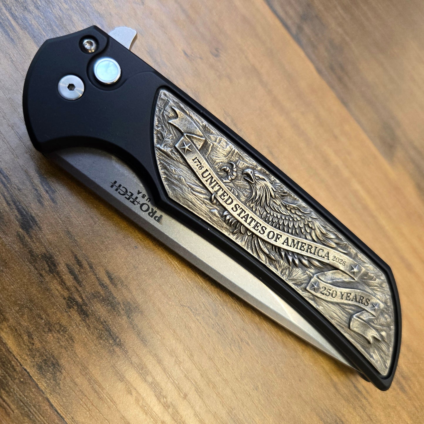 Protech BSA26.Mordax.2 Blade Show Atlanta 2026 Mordax Brass "USA 250" Magnacut Folder *LIMITED EDITION*