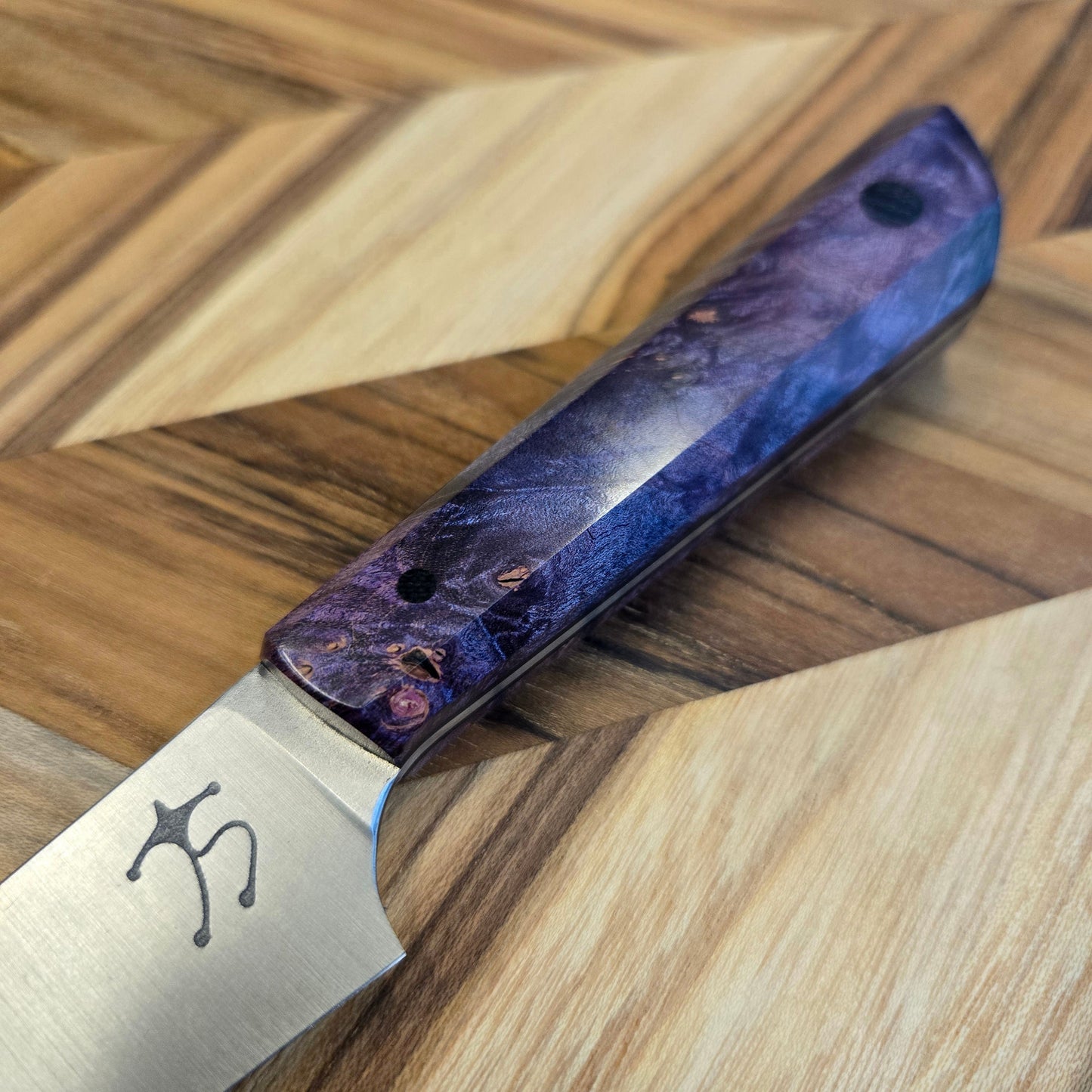 Running Man Forge 100mm Maple Burl K-Tip Paring Knife