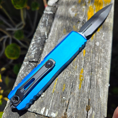 Microtech 1232-1BL UTX-85 Gen III D/E Blue Standard Black DLC OTF Auto