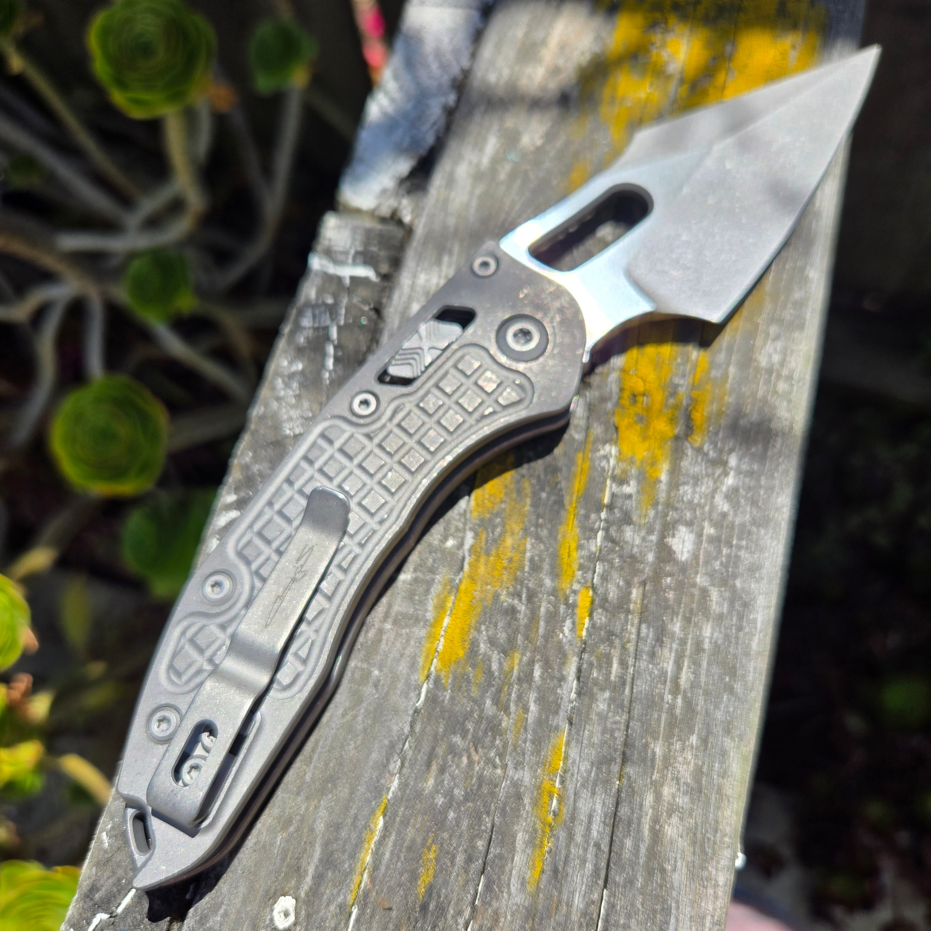 Microtech 169RL-10APFRMS1 Marfione Select Stitch Ram-Lok Apocalyptic Finish Titanium Frag Auto