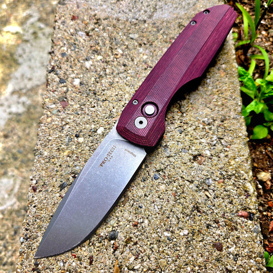 Protech VERO1211-BURG MIC LTD Vero Synapse Burgundy Micarta Magnacut Auto