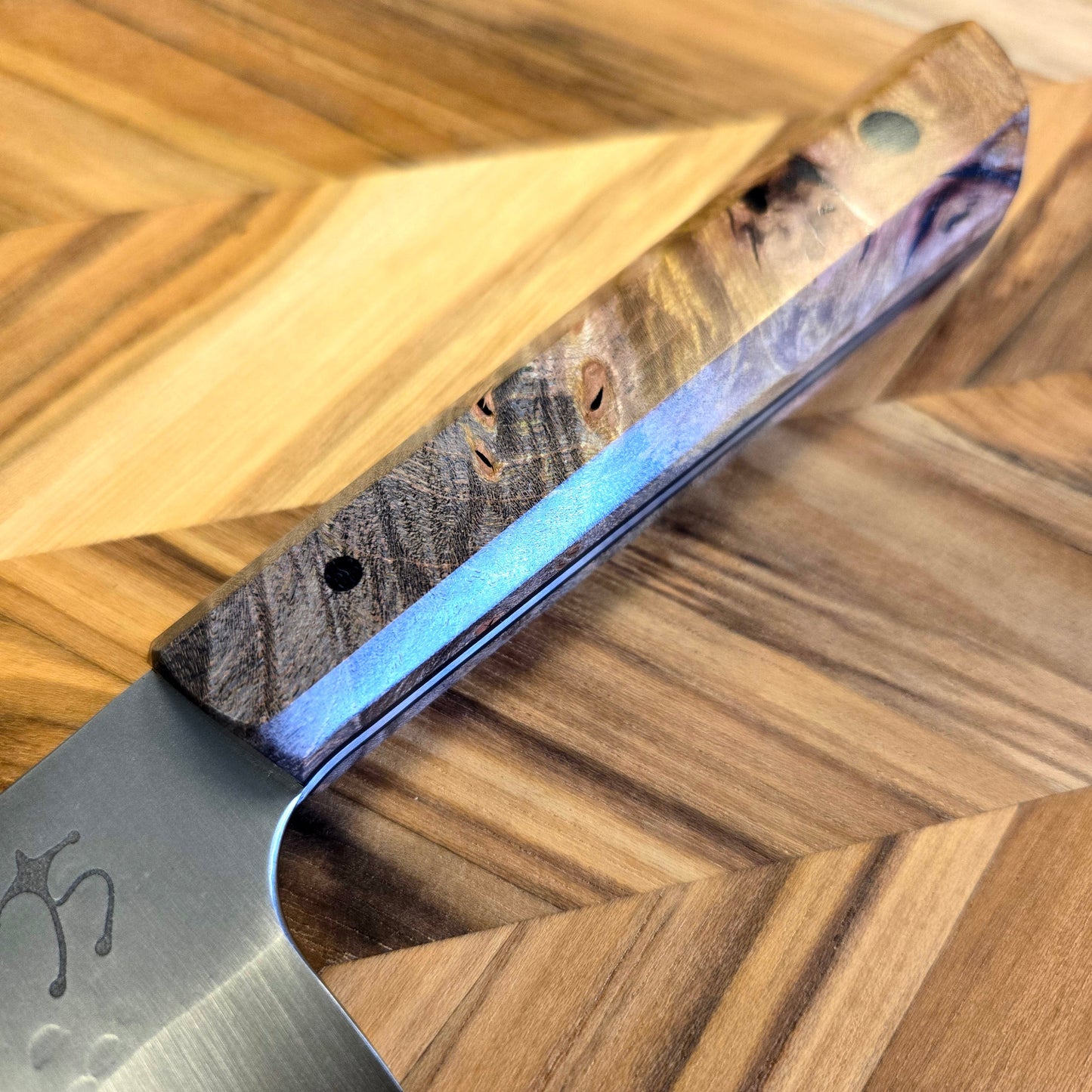 Running Man Forge 120mm K-Tip Maple Burl Funayuki Knife