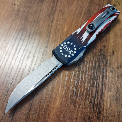 Microtech 12314-10APS-4J250 UTX-85 GEN IV 250th Anniversary 4th of July S/E OTF Auto