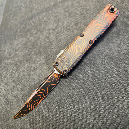 Microtech 11214-1TPBKORCS Ultratech S/E Gen IV Signature Series Topographic Black/Orange Camo Standard OTF Auto