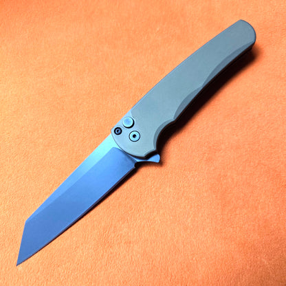 Protech 5403-Green Malibu Reverse Tanto Black DLC Magnacut Button Lock Folder