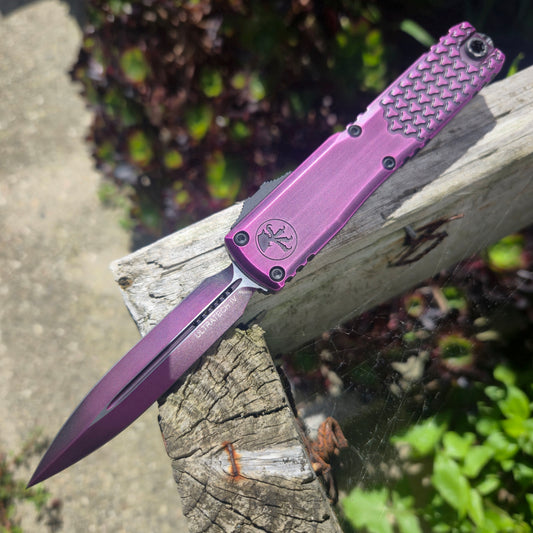 Microtech 11234HT-1PUAA Ultratech D/E Gen IV Half Tri-Grip Purple Abrasion Standard OTF Auto