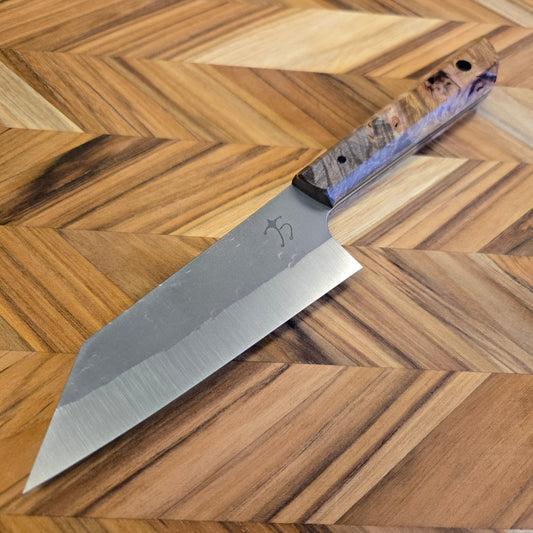 Running Man Forge 120mm K-Tip Maple Burl Funayuki Knife