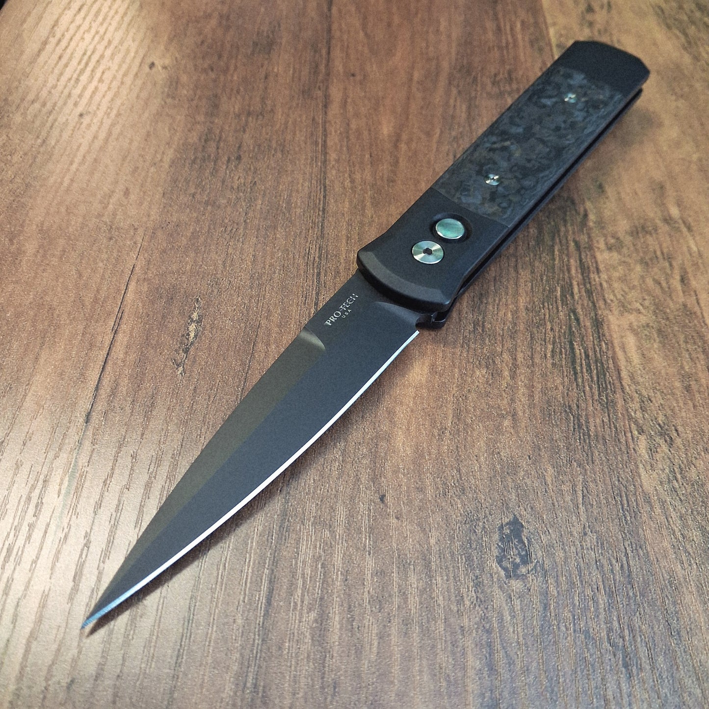 Protech 905-LTD TC Black Godfather TechnoCarbon CF Black DLC 154cm Auto