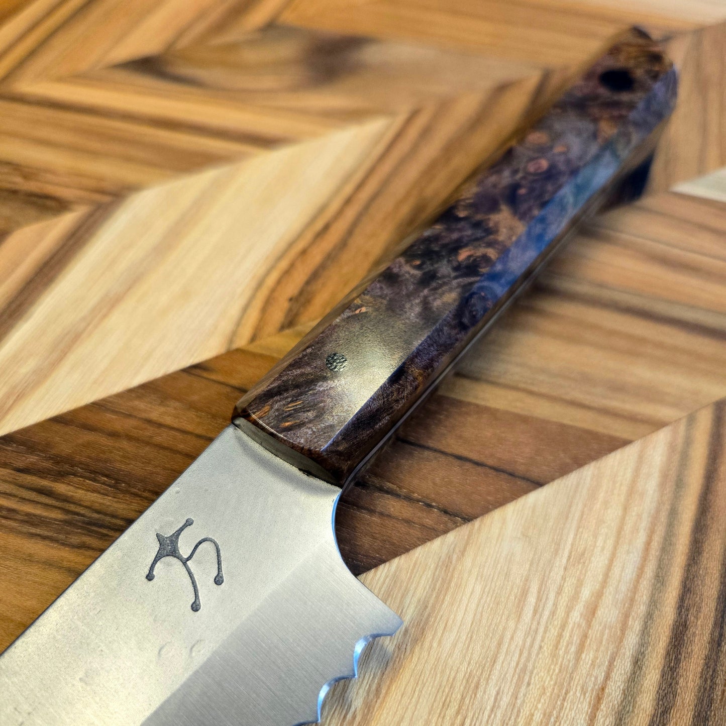 Running Man Forge 240mm Maple Burl Bread Knife