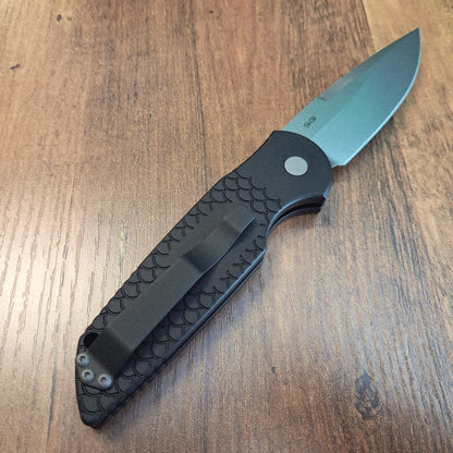 Protech TR-3 X1 SW Tactical Response 3 Black Fishscale Stonewash 154cm Auto