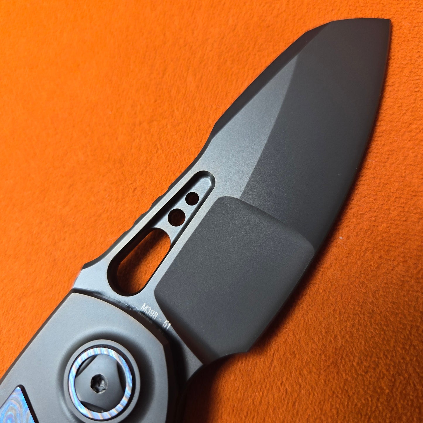 Custom Knife Factory Peaceduke 2.0 Black DLC Blue ZircuTi Titanium Folder