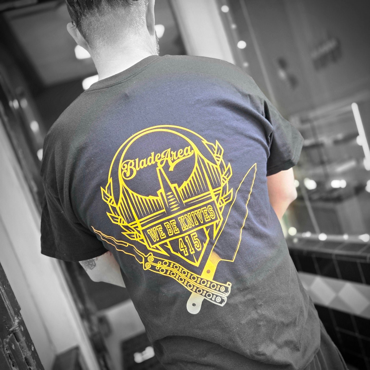 Blade Area We Be Knives 415 Black and Orange Lightweight Tee