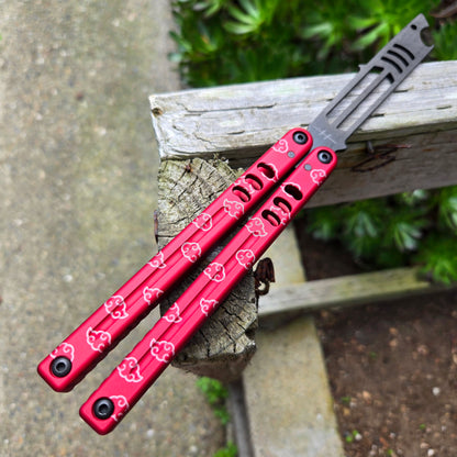 Squid Industries Mako V5 Red Inked Cloud Bottle Opener Balisong