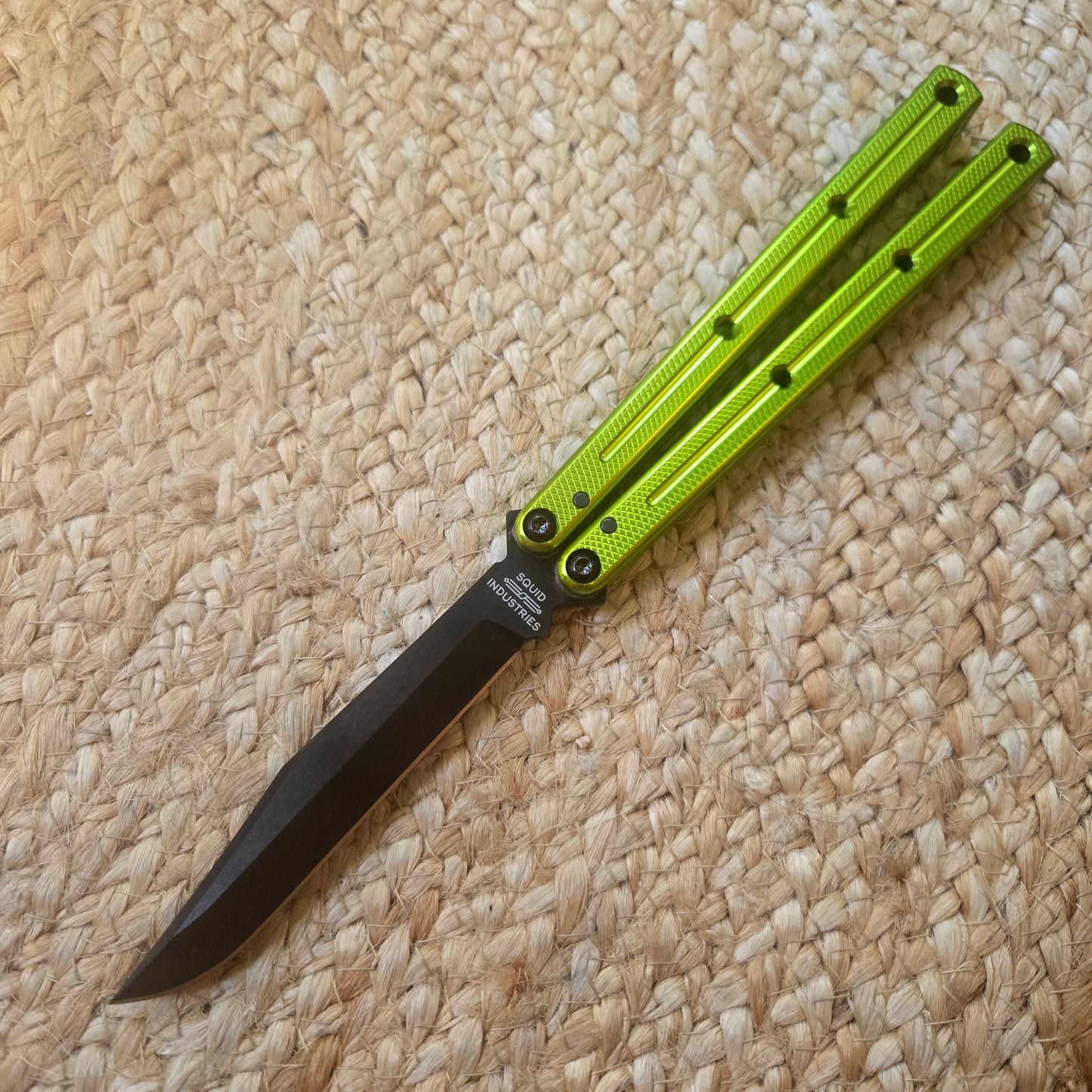 Squid Industries Krake Raken V3 Inked Electric Lime Bowie Balisong