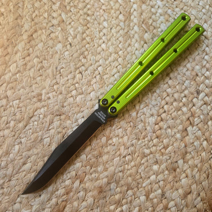 Squid Industries Krake Raken V3 Inked Electric Lime Bowie Balisong