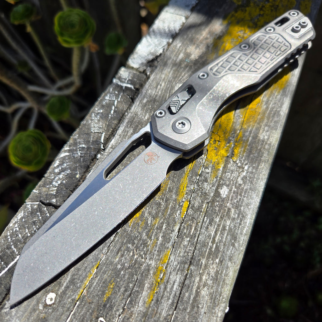 Microtech 210-10APFRMS1 Marfione Select MSI Ram-Lok Apocalyptic Finish Titanium Frag Manual Folder