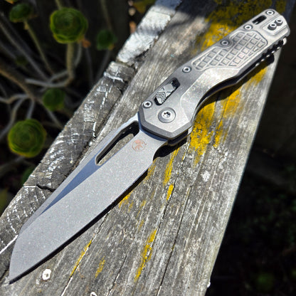 Microtech 210-10APFRMS1 Marfione Select MSI Ram-Lok Apocalyptic Finish Titanium Frag Manual Folder