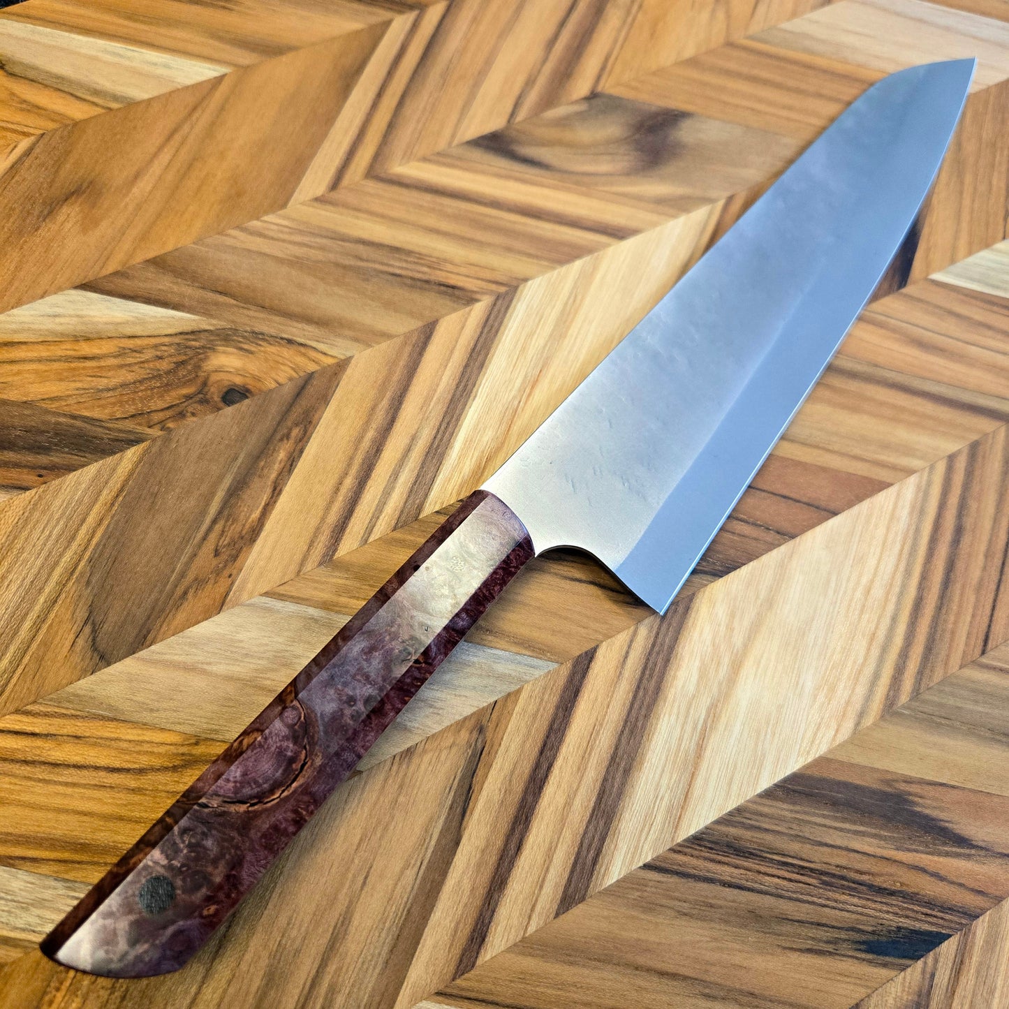 Running Man Forge 210mm Maple Burl Gyuto Knife