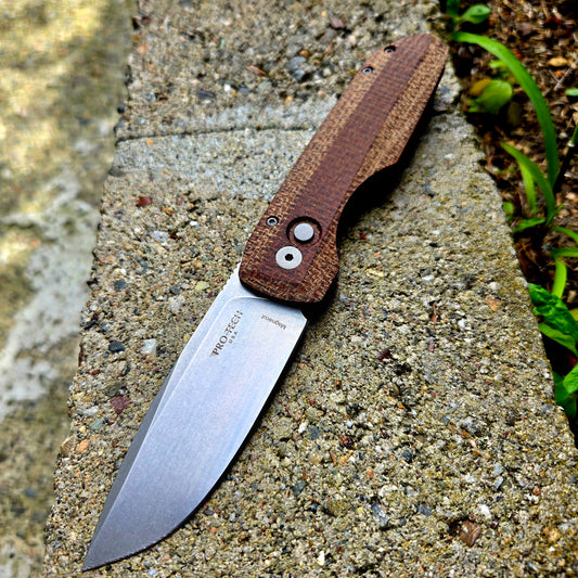 Protech VERO1211-BURLAP MIC LTD Vero Synapse Burlap Micarta Magnacut Auto