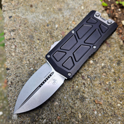 Microtech 1157-10 Exocet II D/E Stonewash Standard Black OTF Auto