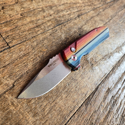 Protech LG421 Les George SBR Short Bladed Rockeye G-Carta "Mexican Blanket" Custom Micarta S35vn Auto